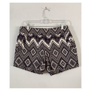J. Crew Black and Beige Patterned Shorts Sz 4